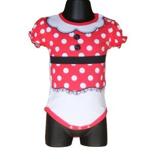 DISNEY Minnie Mouse Bodysuit, 6-9M, SS, Polka Dots. Summery